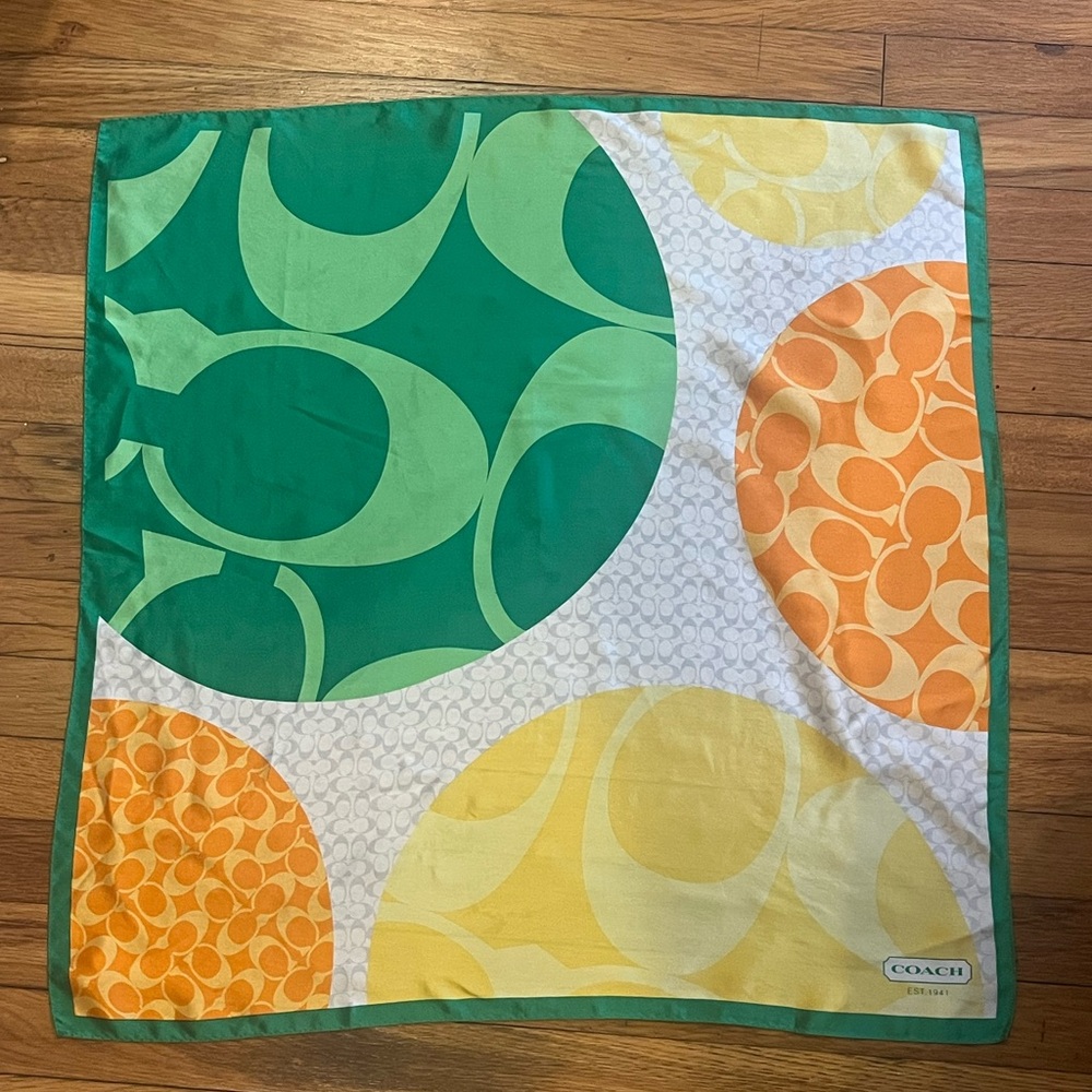 Coach Green, Yellow, and Orange Scarf